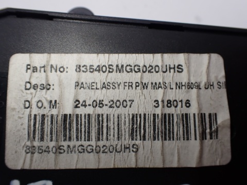 HONDA CIVIC VIII UFO PANEL PRZEŁĄCZNIK SZYB LEWY PRZÓD EUROPA OE 83540SMGG020UHS